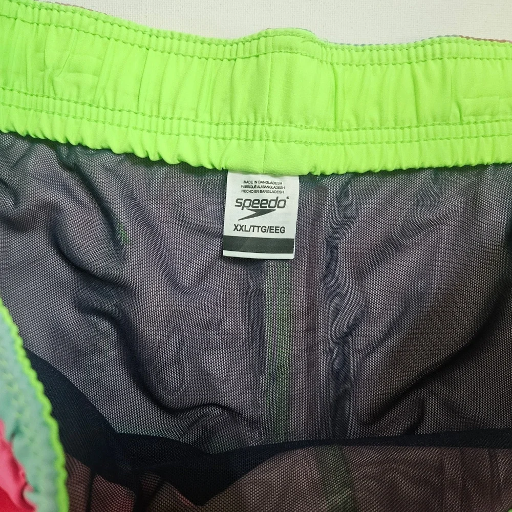 Speedo Swim Trunks Shorts Mens 2XL Multicolor Colorblock 4-Way Stretch UPF‎
